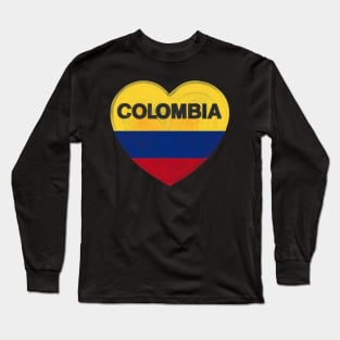 Colombian Flag Heart Long Sleeve T-Shirt